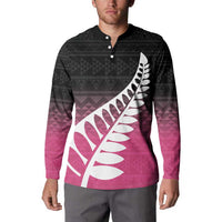 Pink Silver Fern Spirit Taniko Tukutuku Personalised Button Sweatshirt
