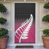 Pink Silver Fern Spirit Taniko Tukutuku Personalised Door Cover - Polynesian Pride
