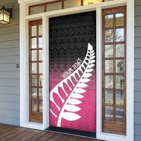 Pink Silver Fern Spirit Taniko Tukutuku Personalised Door Cover - Polynesian Pride