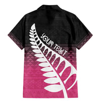 Pink Silver Fern Spirit Taniko Tukutuku Personalised Family Matching Mermaid Dress and Hawaiian Shirt