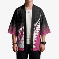 Pink Silver Fern Spirit Taniko Tukutuku Personalised Kimono LT9 - Polynesian Pride