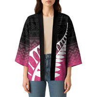 Pink Silver Fern Spirit Taniko Tukutuku Personalised Kimono LT9 - Polynesian Pride