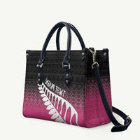 Pink Silver Fern Spirit Taniko Tukutuku Personalised Leather Bag LT9 Pink - Polynesian Pride