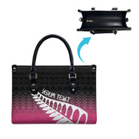 Pink Silver Fern Spirit Taniko Tukutuku Personalised Leather Bag LT9 - Polynesian Pride