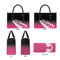 Pink Silver Fern Spirit Taniko Tukutuku Personalised Leather Bag LT9 - Polynesian Pride