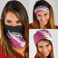 Pink Silver Fern Spirit Taniko Tukutuku Personalised Neck Gaiter LT9 - Polynesian Pride