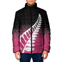 Pink Silver Fern Spirit Taniko Tukutuku Personalised Padded Jacket - Polynesian Pride