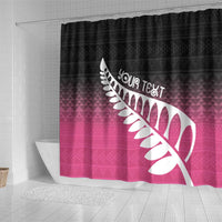 Pink Silver Fern Spirit Taniko Tukutuku Personalised Shower Curtain
