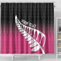 Pink Silver Fern Spirit Taniko Tukutuku Personalised Shower Curtain