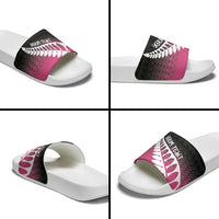 Pink Silver Fern Spirit Taniko Tukutuku Personalised Slide Sandals - Polynesian Pride