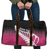 Pink Silver Fern Spirit Taniko Tukutuku Personalised Travel Bag - Polynesian Pride