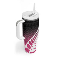 Pink Silver Fern Spirit Taniko Tukutuku Personalised Tumbler With Handle