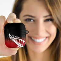 Red Silver Fern Spirit Taniko Tukutuku Personalised AirPods Case - Polynesian Pride