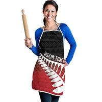 Red Silver Fern Spirit Taniko Tukutuku Personalised Apron - Polynesian Pride