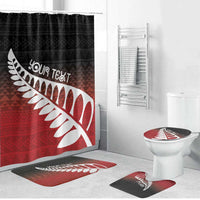 Red Silver Fern Spirit Taniko Tukutuku Personalised Bathroom Set - Polynesian Pride