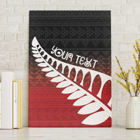 Red Silver Fern Spirit Taniko Tukutuku Personalised Canvas Wall Art