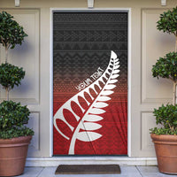 Red Silver Fern Spirit Taniko Tukutuku Personalised Door Cover LT9 Red - Polynesian Pride