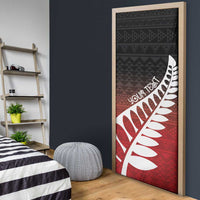 Red Silver Fern Spirit Taniko Tukutuku Personalised Door Cover LT9 - Polynesian Pride
