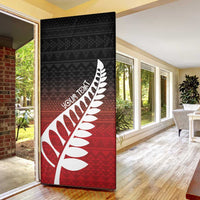 Red Silver Fern Spirit Taniko Tukutuku Personalised Door Cover LT9 - Polynesian Pride