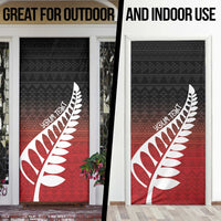 Red Silver Fern Spirit Taniko Tukutuku Personalised Door Cover LT9 - Polynesian Pride