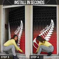 Red Silver Fern Spirit Taniko Tukutuku Personalised Door Cover LT9 - Polynesian Pride