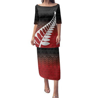 Red Silver Fern Spirit Taniko Tukutuku Personalised Family Matching Puletasi and Hawaiian Shirt