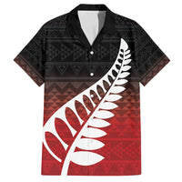 Red Silver Fern Spirit Taniko Tukutuku Personalised Family Matching Tank Maxi Dress and Hawaiian Shirt