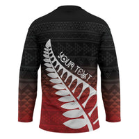 Red Silver Fern Spirit Taniko Tukutuku Personalised Hockey Jersey - Polynesian Pride