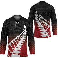 Red Silver Fern Spirit Taniko Tukutuku Personalised Hockey Jersey LT9 - Polynesian Pride