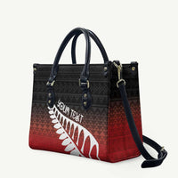 Red Silver Fern Spirit Taniko Tukutuku Personalised Leather Bag LT9 Red - Polynesian Pride