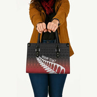 Red Silver Fern Spirit Taniko Tukutuku Personalised Leather Bag LT9 - Polynesian Pride