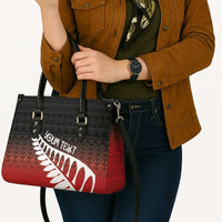 Red Silver Fern Spirit Taniko Tukutuku Personalised Leather Bag LT9 - Polynesian Pride
