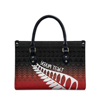 Red Silver Fern Spirit Taniko Tukutuku Personalised Leather Bag LT9 - Polynesian Pride
