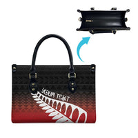 Red Silver Fern Spirit Taniko Tukutuku Personalised Leather Bag LT9 - Polynesian Pride