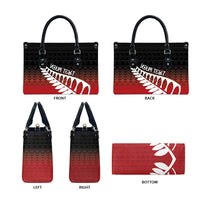 Red Silver Fern Spirit Taniko Tukutuku Personalised Leather Bag LT9 - Polynesian Pride