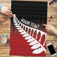 Red Silver Fern Spirit Taniko Tukutuku Personalised Puzzle - Polynesian Pride