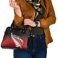 Red Silver Fern Spirit Taniko Tukutuku Personalised Shoulder Handbag