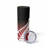 Red Silver Fern Spirit Taniko Tukutuku Personalised Skinny Tumbler