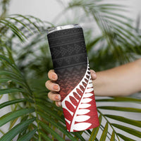 Red Silver Fern Spirit Taniko Tukutuku Personalised Skinny Tumbler
