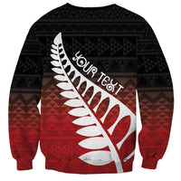 Red Silver Fern Spirit Taniko Tukutuku Personalised Sweatshirt