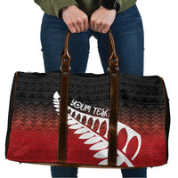 Red Silver Fern Spirit Taniko Tukutuku Personalised Travel Bag - Polynesian Pride