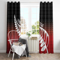 Red Silver Fern Spirit Taniko Tukutuku Personalised Window Curtain