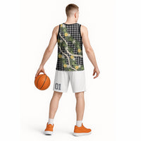 Aloha Puakenikeni Anthurium Pikake Lei Basketball Jersey Black Hawaiian Palaka Pattern