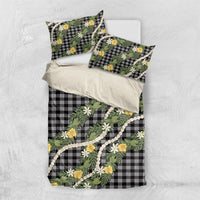 Aloha Puakenikeni Anthurium Pikake Lei Bedding Set Black Hawaiian Palaka Pattern
