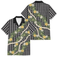 Aloha Puakenikeni Anthurium Pikake Lei Family Matching Short Sleeve Bodycon Dress and Hawaiian Shirt Black Hawaiian Palaka Pattern LT9 Dad's Shirt - Short Sleeve Black - Polynesian Pride