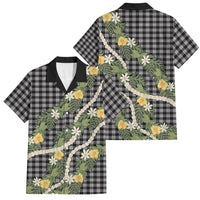 Aloha Puakenikeni Anthurium Pikake Lei Family Matching Summer Maxi Dress and Hawaiian Shirt Black Hawaiian Palaka Pattern LT9 Dad's Shirt - Short Sleeve Black - Polynesian Pride