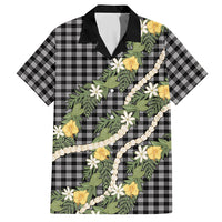 Aloha Puakenikeni Anthurium Pikake Lei Hawaiian Shirt Black Hawaiian Palaka Pattern