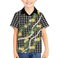 Aloha Puakenikeni Anthurium Pikake Lei Hawaiian Shirt Black Hawaiian Palaka Pattern LT9 - Polynesian Pride