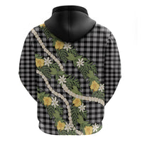 Aloha Puakenikeni Anthurium Pikake Lei Hoodie Black Hawaiian Palaka Pattern LT9 - Polynesian Pride