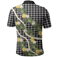 Aloha Puakenikeni Anthurium Pikake Lei Polo Shirt Black Hawaiian Palaka Pattern LT9 - Polynesian Pride
